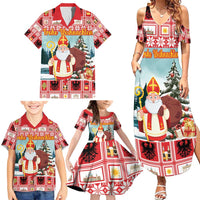 Personalized Germany Frohe Weihnachten Family Matching Summer Maxi Dress and Hawaiian Shirt Cute Saint Nicholas With Christmas Tree - Wonder Print Shop
