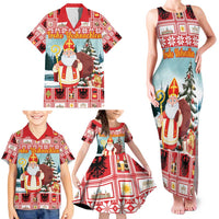 Personalized Germany Frohe Weihnachten Family Matching Tank Maxi Dress and Hawaiian Shirt Cute Saint Nicholas With Christmas Tree - Wonder Print Shop