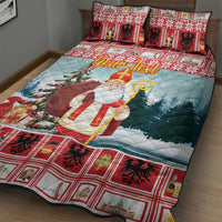 Personalized Germany Frohe Weihnachten Quilt Bed Set Cute Saint Nicholas With Christmas Tree - Wonder Print Shop