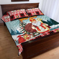 Personalized Germany Frohe Weihnachten Quilt Bed Set Cute Saint Nicholas With Christmas Tree - Wonder Print Shop