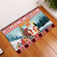 Personalized Germany Frohe Weihnachten Rubber Doormat Cute Saint Nicholas With Christmas Tree - Wonder Print Shop