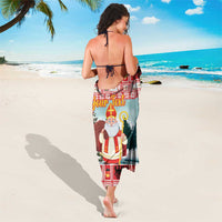 Personalized Germany Frohe Weihnachten Sarong Cute Saint Nicholas With Christmas Tree - Wonder Print Shop