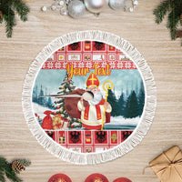 Personalized Germany Frohe Weihnachten Tree Skirt Cute Saint Nicholas With Christmas Tree - Wonder Print Shop
