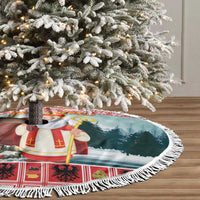 Personalized Germany Frohe Weihnachten Tree Skirt Cute Saint Nicholas With Christmas Tree - Wonder Print Shop