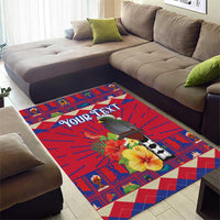 Personalized Haiti Jwaye Nowel Area Rug Hispaniolan Trogon With Hibiscus Flowers - Wonder Print Shop