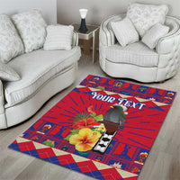 Personalized Haiti Jwaye Nowel Area Rug Hispaniolan Trogon With Hibiscus Flowers - Wonder Print Shop