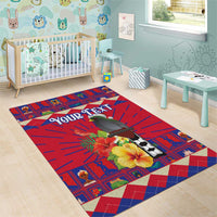 Personalized Haiti Jwaye Nowel Area Rug Hispaniolan Trogon With Hibiscus Flowers - Wonder Print Shop