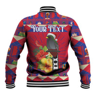Personalized Haiti Jwaye Nowel Baseball Jacket Hispaniolan Trogon With Hibiscus Flowers - Wonder Print Shop