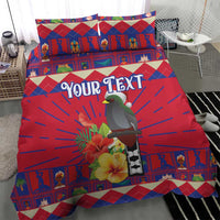 Personalized Haiti Jwaye Nowel Bedding Set Hispaniolan Trogon With Hibiscus Flowers - Wonder Print Shop