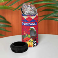 Personalized Haiti Jwaye Nowel 4 in 1 Can Cooler Tumbler Hispaniolan Trogon With Hibiscus Flowers - Wonder Print Shop
