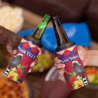 Personalized Haiti Jwaye Nowel 4 in 1 Can Cooler Tumbler Hispaniolan Trogon With Hibiscus Flowers - Wonder Print Shop