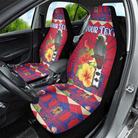 Personalized Haiti Jwaye Nowel Car Seat Cover Hispaniolan Trogon With Hibiscus Flowers - Wonder Print Shop