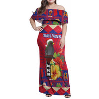 Personalized Haiti Jwaye Nowel Family Matching Off Shoulder Maxi Dress and Hawaiian Shirt Hispaniolan Trogon With Hibiscus Flowers - Wonder Print Shop