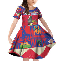 Personalized Haiti Jwaye Nowel Family Matching Off Shoulder Short Dress and Hawaiian Shirt Hispaniolan Trogon With Hibiscus Flowers - Wonder Print Shop