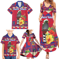 Personalized Haiti Jwaye Nowel Family Matching Summer Maxi Dress and Hawaiian Shirt Hispaniolan Trogon With Hibiscus Flowers - Wonder Print Shop