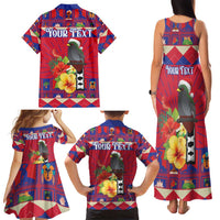 Personalized Haiti Jwaye Nowel Family Matching Tank Maxi Dress and Hawaiian Shirt Hispaniolan Trogon With Hibiscus Flowers - Wonder Print Shop