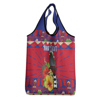 Personalized Haiti Jwaye Nowel Grocery Bag Hispaniolan Trogon With Hibiscus Flowers