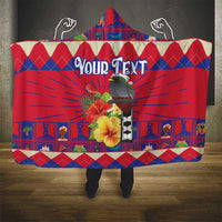 Personalized Haiti Jwaye Nowel Hooded Blanket Hispaniolan Trogon With Hibiscus Flowers