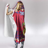 Personalized Haiti Jwaye Nowel Hooded Blanket Hispaniolan Trogon With Hibiscus Flowers