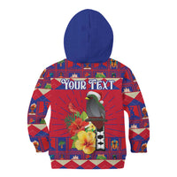 Personalized Haiti Jwaye Nowel Kid Hoodie Hispaniolan Trogon With Hibiscus Flowers - Wonder Print Shop