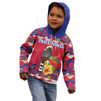 Personalized Haiti Jwaye Nowel Kid Hoodie Hispaniolan Trogon With Hibiscus Flowers - Wonder Print Shop