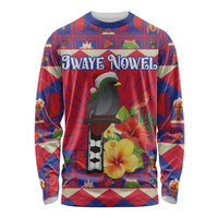 Personalized Haiti Jwaye Nowel Long Sleeve Shirt Hispaniolan Trogon With Hibiscus Flowers - Wonder Print Shop