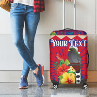 Personalized Haiti Jwaye Nowel Luggage Cover Hispaniolan Trogon With Hibiscus Flowers - Wonder Print Shop