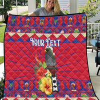 Personalized Haiti Jwaye Nowel Quilt Hispaniolan Trogon With Hibiscus Flowers - Wonder Print Shop