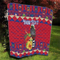 Personalized Haiti Jwaye Nowel Quilt Hispaniolan Trogon With Hibiscus Flowers - Wonder Print Shop