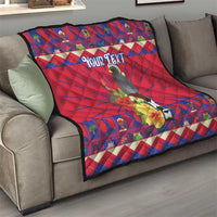 Personalized Haiti Jwaye Nowel Quilt Hispaniolan Trogon With Hibiscus Flowers - Wonder Print Shop