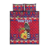 Personalized Haiti Jwaye Nowel Quilt Bed Set Hispaniolan Trogon With Hibiscus Flowers - Wonder Print Shop