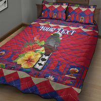 Personalized Haiti Jwaye Nowel Quilt Bed Set Hispaniolan Trogon With Hibiscus Flowers - Wonder Print Shop