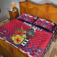 Personalized Haiti Jwaye Nowel Quilt Bed Set Hispaniolan Trogon With Hibiscus Flowers - Wonder Print Shop