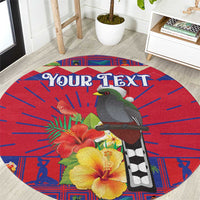 Personalized Haiti Jwaye Nowel Round Carpet Hispaniolan Trogon With Hibiscus Flowers