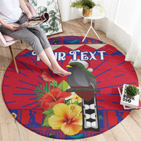 Personalized Haiti Jwaye Nowel Round Carpet Hispaniolan Trogon With Hibiscus Flowers