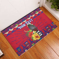 Personalized Haiti Jwaye Nowel Rubber Doormat Hispaniolan Trogon With Hibiscus Flowers - Wonder Print Shop