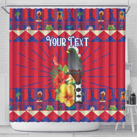 Personalized Haiti Jwaye Nowel Shower Curtain Hispaniolan Trogon With Hibiscus Flowers