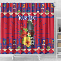 Personalized Haiti Jwaye Nowel Shower Curtain Hispaniolan Trogon With Hibiscus Flowers