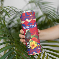 Personalized Haiti Jwaye Nowel Skinny Tumbler Hispaniolan Trogon With Hibiscus Flowers - Wonder Print Shop