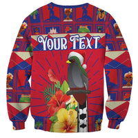 Personalized Haiti Jwaye Nowel Sweatshirt Hispaniolan Trogon With Hibiscus Flowers - Wonder Print Shop
