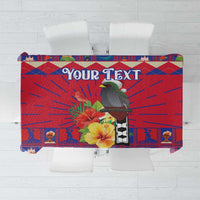 Personalized Haiti Jwaye Nowel Tablecloth Hispaniolan Trogon With Hibiscus Flowers - Wonder Print Shop