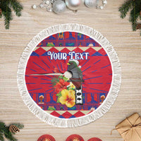 Personalized Haiti Jwaye Nowel Tree Skirt Hispaniolan Trogon With Hibiscus Flowers - Wonder Print Shop