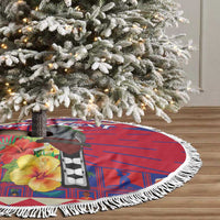 Personalized Haiti Jwaye Nowel Tree Skirt Hispaniolan Trogon With Hibiscus Flowers - Wonder Print Shop