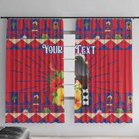 Personalized Haiti Jwaye Nowel Window Curtain Hispaniolan Trogon With Hibiscus Flowers - Wonder Print Shop
