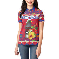Personalized Haiti Jwaye Nowel Women Polo Shirt Hispaniolan Trogon With Hibiscus Flowers - Wonder Print Shop