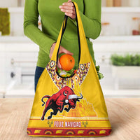 Spain Christmas Grocery Bag Noble Bull With Sagrada Família