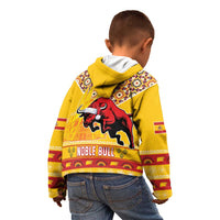 Spain Christmas Kid Hoodie Noble Bull With Sagrada Famlia - Wonder Print Shop