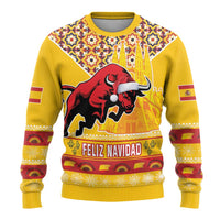 Spain Christmas Ugly Christmas Sweater Noble Bull With Sagrada Famlia - Wonder Print Shop