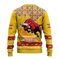 Spain Christmas Ugly Christmas Sweater Noble Bull With Sagrada Famlia - Wonder Print Shop