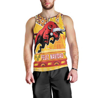 Spain Christmas Men Tank Top Noble Bull With Sagrada Famlia - Wonder Print Shop